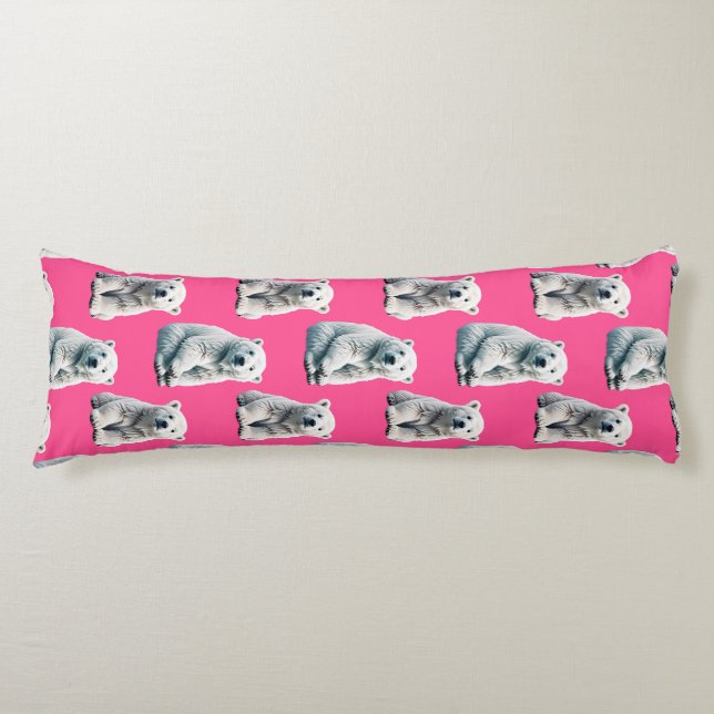 Pink Polar Bear Pattern Design  Body Cushion (Front)