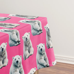 Pink Polar Bear Pattern Design  Tablecloth
