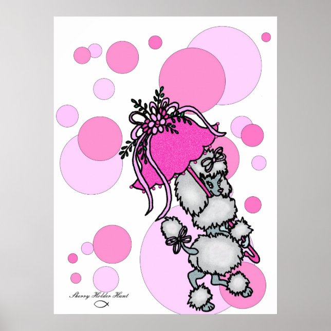 Pink Polk-a-dot Poodle Poster (Front)