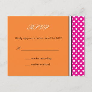 Pink Polka Dot and Tangerine Wedding RSVP Card