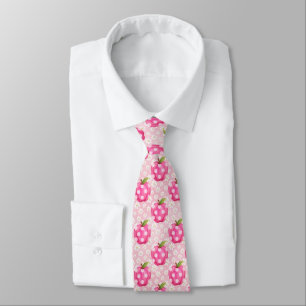 Pink Polka Dot Apple & Daisy Seamless Pattern Tie