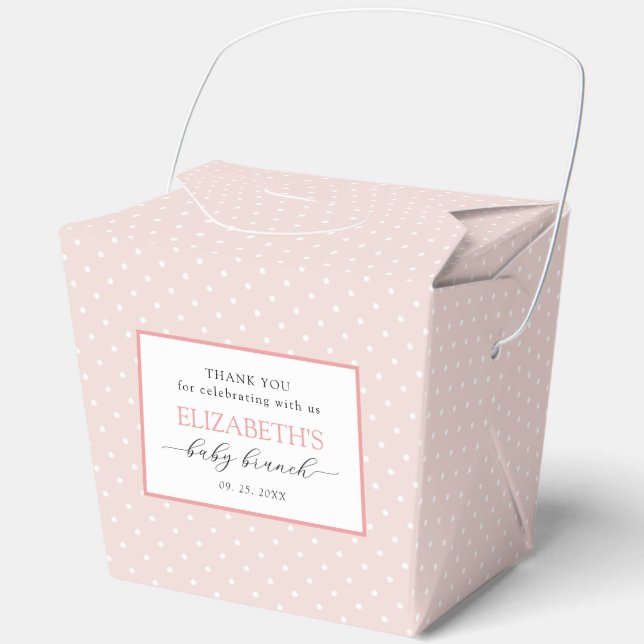 Pink Polka Dot Baby Brunch Favour Box (Front)