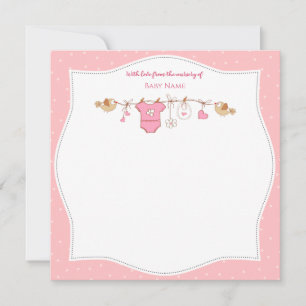 Pink Polka Dot Baby Girl Nursery Thank You Gift Card