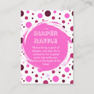 Pink polka dot Baby Shower diaper raffle ticket Enclosure Card