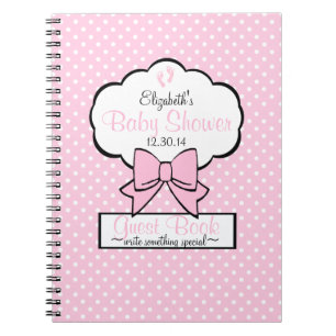 Pink Polka Dot Baby Shower Guest Book- Spiral Notebook