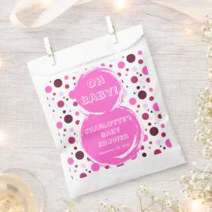 Pink polka dot baby shower Paper Favour Bags