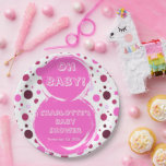 Pink polka dot baby shower Paper plates<br><div class="desc">Celebrate the upcoming arrival of baby with these pink polka dot and painterly,  baby shower paper plates!</div>