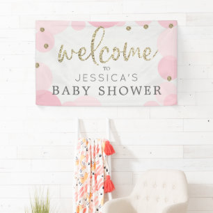 Pink Polka Dot Baby Shower Welcome Banner