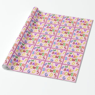 Pink Polka Dot Baby Shower Wrapping Paper