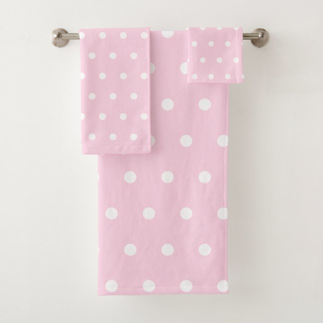 Pink Polka Dot Bath Towel Set (Insitu)