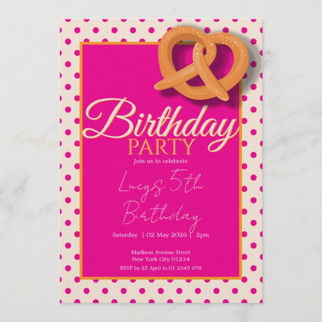 Pink Polka Dot Birthday Party Invitation (Front)