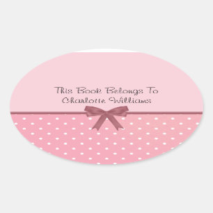 Pink Polka Dot Book Label