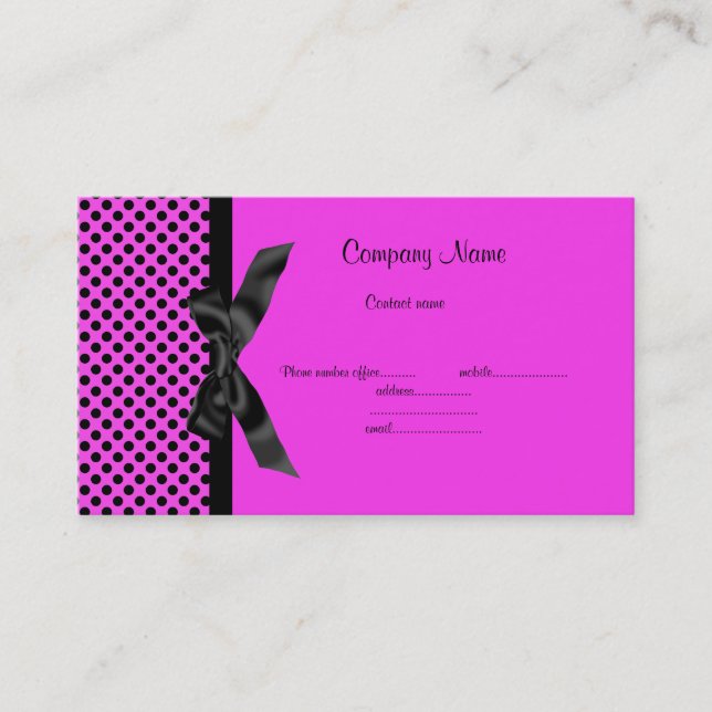 PINK POLKA DOT BOW BUSINESS CARD (Front)