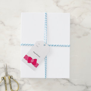 Pink Polka Dot Bow Gift Tags