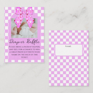 Pink polka dot bows gingham plaid baby shower enclosure card