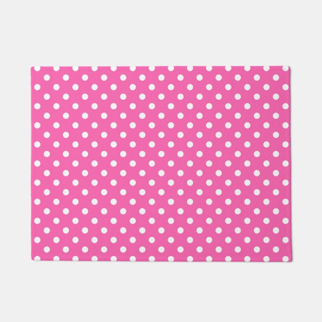 Pink Polka Dot Breast Cancer Awareness Pattern Doormat (Front)
