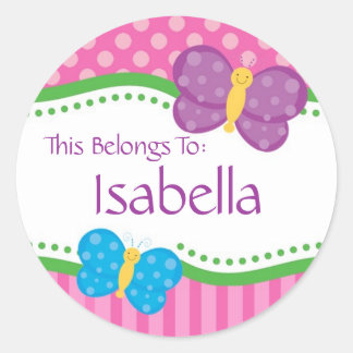 Pink Polka Dot Butterfly Back to School Stickers