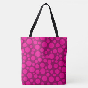 Pink polka dot circles print  tote bag