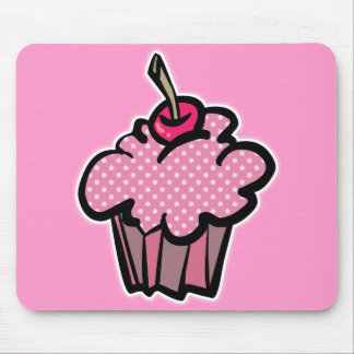 pink polka dot cupcake mouse pad