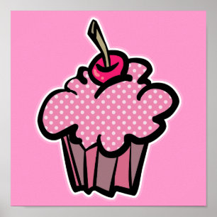 pink polka dot cupcake poster