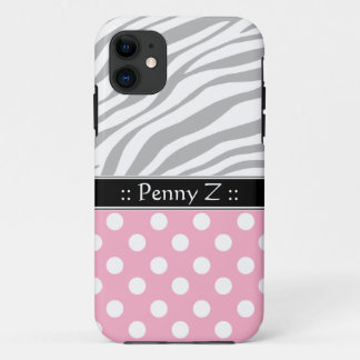 Pink Polka Dot Faded Zebra Print iPhone 5 Case