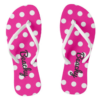 Pink polka-dot  flip flops