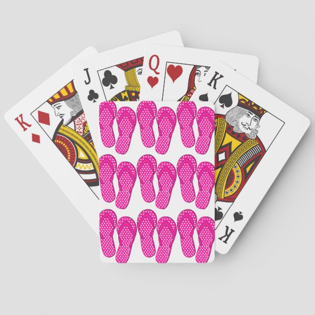 Pink Polka Dot Flip Flops Playing Cards (Back)