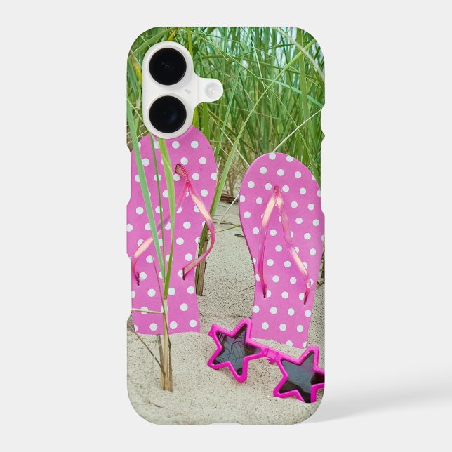 pink polka dot flip-flops with sunglasses (Back)