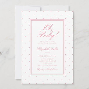 Pink Polka Dot Girl Baby Shower Invitation