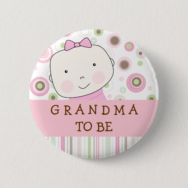 Pink Polka Dot - "Grandma to Be" Pin (Front)