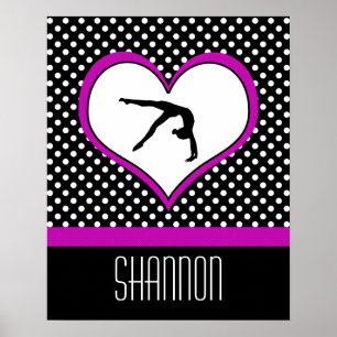 Pink Polka-Dot Gymnastics with heart Poster