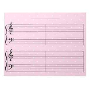 Pink Polka Dot Kids Extra Wide Rule Piano Music No Notepad