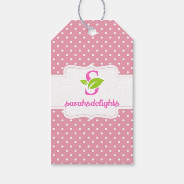 Pink polka-dot  logo  gift tags (Front)
