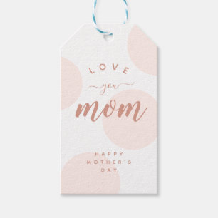 Pink Polka Dot Love You Mom Simple Gift Tag