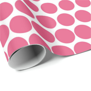 Pink Polka Dot Modern White Wrapping Paper