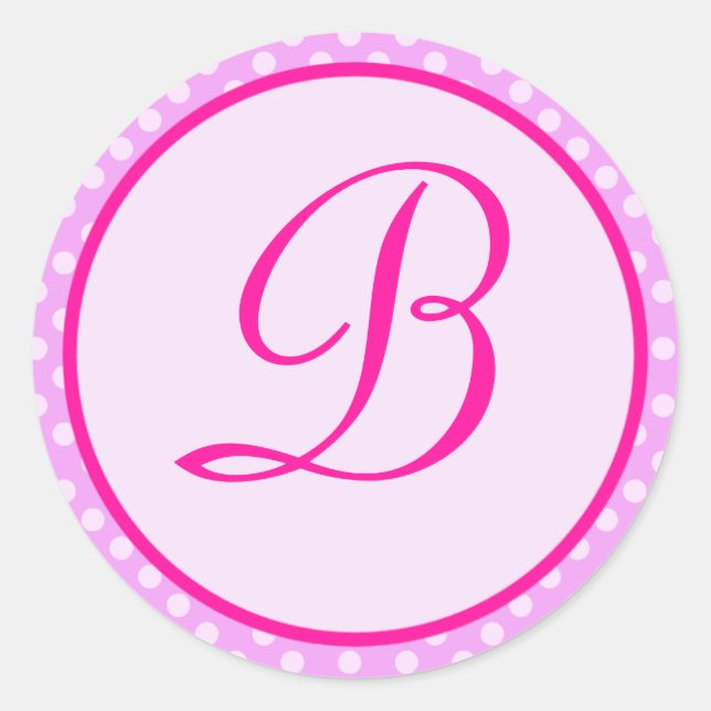 Pink Polka Dot Monogram Initial Sticker (Front)