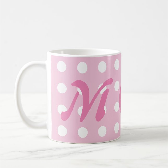 Pink Polka Dot Mum Coffee Mug (Left)