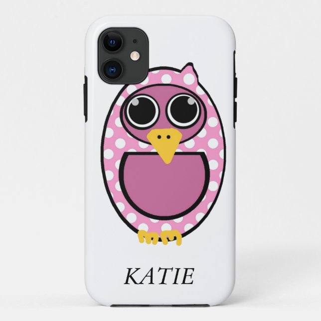 PINK POLKA DOT OWL Case-Mate iPhone CASE (Back)