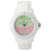 Pink Polka Dot Palm Tree Watch