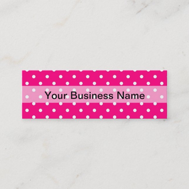 Pink polka dot pattern mini business card (Front)
