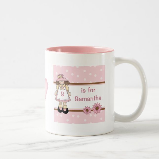 Pink Polka Dot Personalised Child's Mug (Right)
