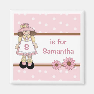 Pink Polka Dot Personalised Child's Name Magnet