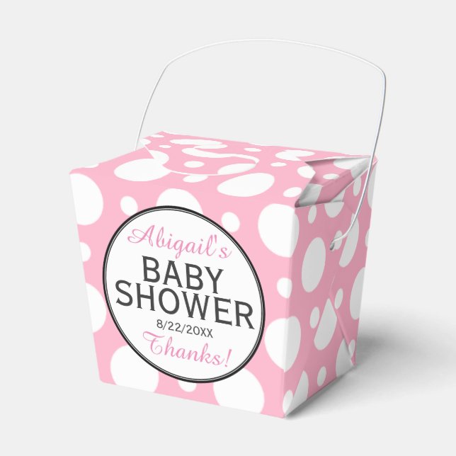 Pink Polka Dot Personalised Shower Favour Boxes (Front Side)