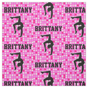 PINK POLKA DOT PERSONALIZED GYMNASTICS FABRIC