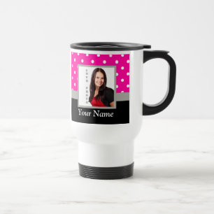 Pink Polka dot photo template Travel Mug