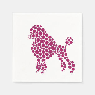 Pink Polka Dot Poodle Dog Party Napkin