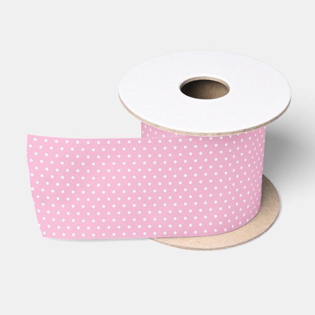 Pink Polka Dot Satin Ribbon (Spool)