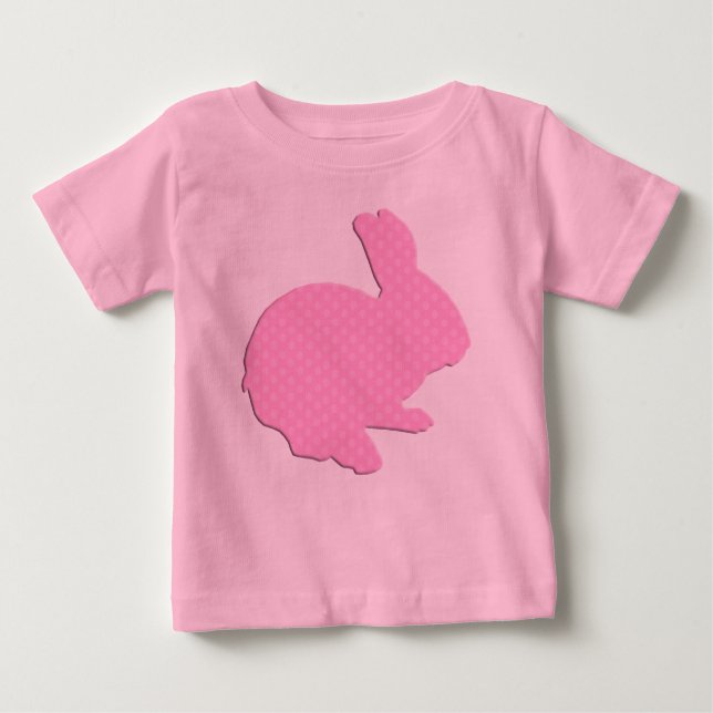 Pink Polka Dot Silhouette Easter Bunny Shirt (Front)