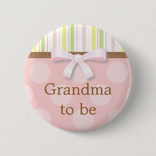 Pink Polka Dot Stripes - "Grandma to Be" Pin