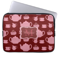 Pink Polka Dot Tea Set Burgundy Personalised